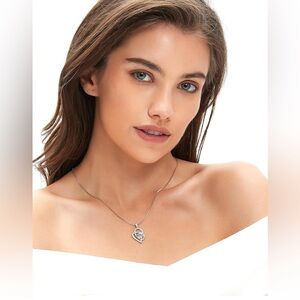 1CT Moissanite Pendant Necklace with 2 Chains, Brand New in Box